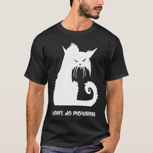 T-shirt Chat je ne fais pas le matin (Devant)
