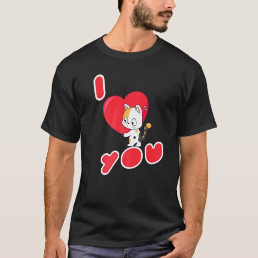 T-shirt Chat Je T'aime Chaton (Devant)