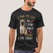 T-shirt Chat J'Embrasse Mon Chat Donc Je Ne Punche Pas Les (Devant)