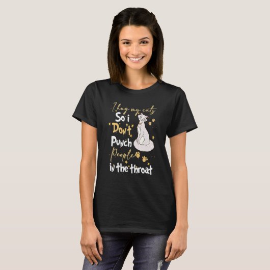 T-shirt Chat J'Embrasse Mon Chat Donc Je Ne Punche Pas Les (Devant entier)