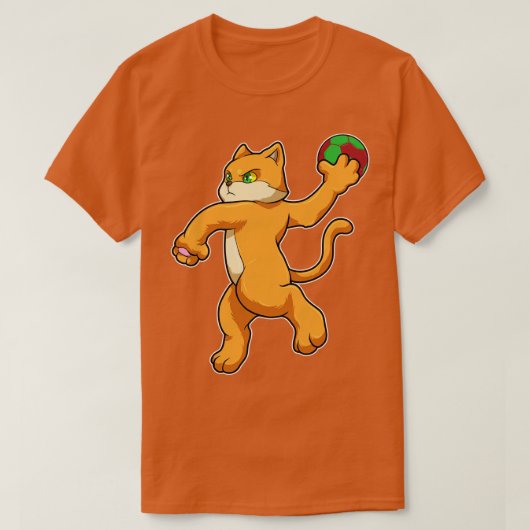 T-shirt Chat Jeu de saut avec Handball (Design devant)