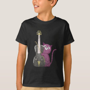 T-shirt chat jouant à la double basse
