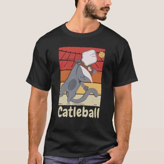 T-shirt Chat jouant au jeu de pickle ball Chat de pickleba (Devant)