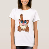 T-shirt Chat jouant avec Big Blue yeux amusant Whimsical K (Devant)