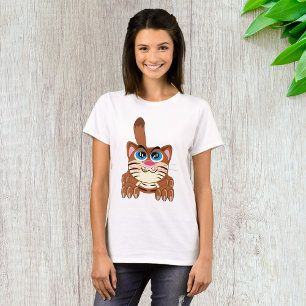 T-shirt Chat jouant avec Big Blue yeux amusant Whimsical K