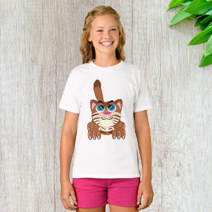 T-shirt Chat jouant avec Big Blue yeux amusant Whimsical K