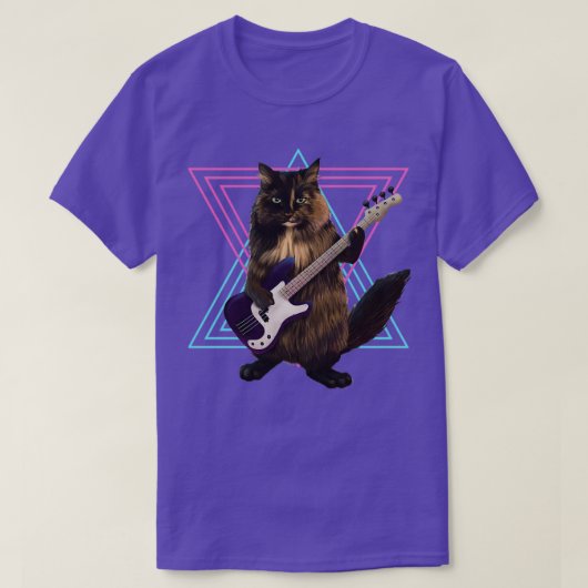 T-shirt Chat jouant de basse guitare 1 (Design devant)