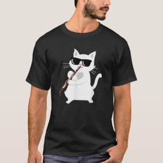 T-shirt Chat Jouant de la Clarinette