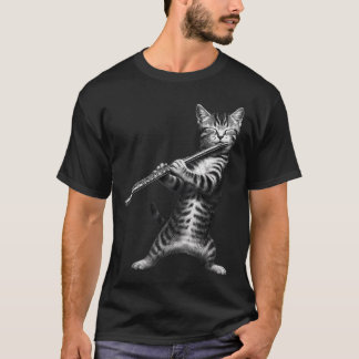 T-shirt Chat Jouant de la Flûte Drôle Pour Maman Chat Papa