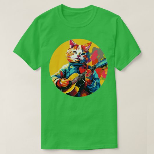 T-shirt Chat jouant de la guitare 6 (Design devant)