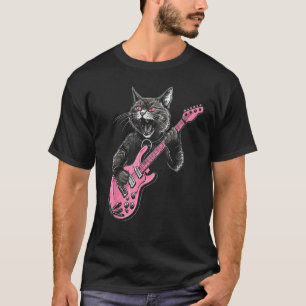 T-shirt Chat Jouant de la Guitare Guitariste Félin Musicie