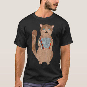 T-shirt Chat jouant de l'accordéon Graphique de joueur d'a