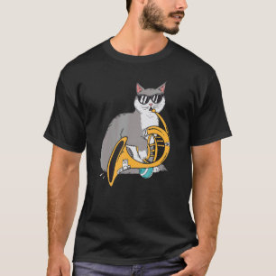 T-shirt Chat jouant du cor d'harmonie jouant de la musique