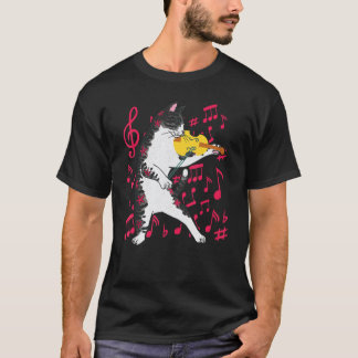 T-shirt Chat Jouant du Violon Instruments de Musique Violo