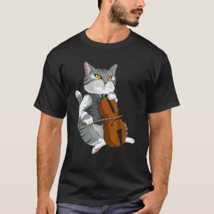 T-shirt Chat jouant du violoncelle instrument de musique v