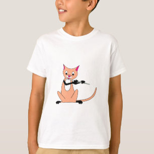T-shirt Chat jouant la cannelure