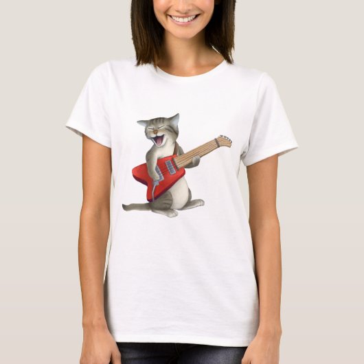 T-shirt Chat jouant la guitare (Devant)
