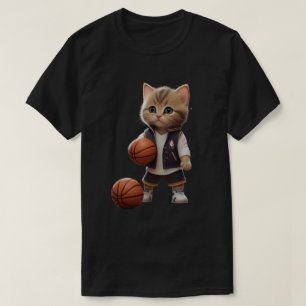 T-shirt chat jouer au basket-ball