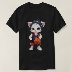 T-shirt chat jouer au basket-ball