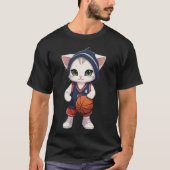 T-shirt chat jouer au basket-ball (Devant)