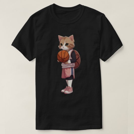 T-shirt chat jouer au basket-ball (Design devant)