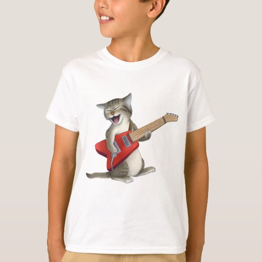 T-shirt Chat Jouer de la guitare (Devant)