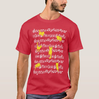 T-shirt Chat Jouer des notes musicales Musicien Love Music
