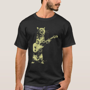 T-shirt Chat Jouer Guitare Funny Guitariste Kitten Musicie