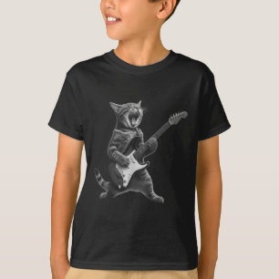 T-shirt Chat Jouer Guitare Rock Star Rock Et Roll Pour Hom