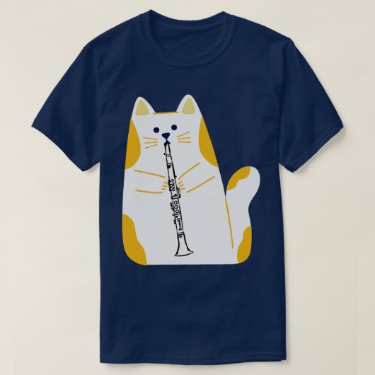 T-shirt Chat Jouer Le Clarinet (Design devant)