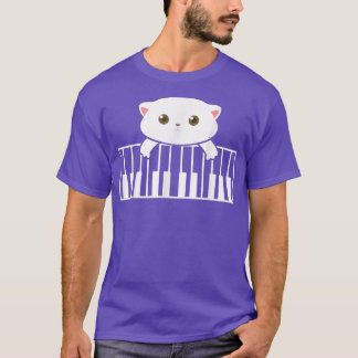 T-shirt Chat Jouer Piano Musique Lover Chat Propriétaire P