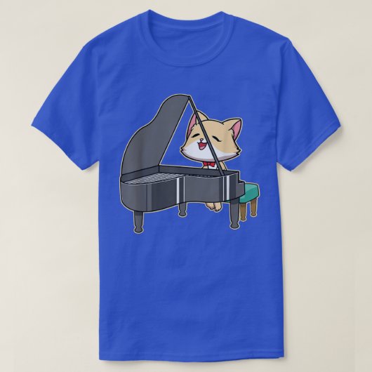 T-shirt Chat Jouer Piano Musique Lover Kitty Cute Animaux  (Design devant)