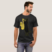 T-shirt Chat Jouer Saxophone Cool Vent Instrument Sax (Devant entier)