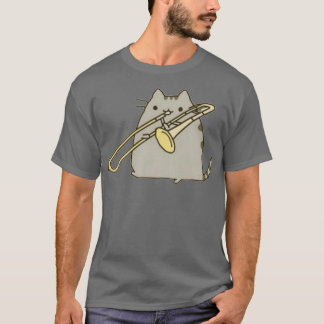 T-shirt Chat Jouer Trombone Saxophone 