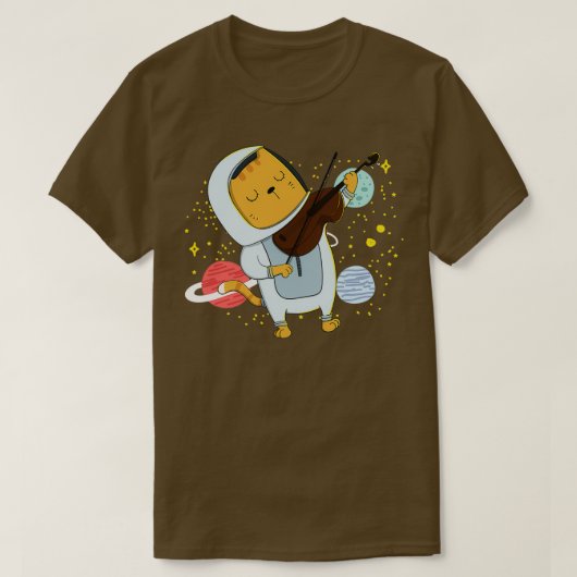T-shirt Chat Jouer Violon Dans L'Espace Chats Dans L'Espac (Design devant)
