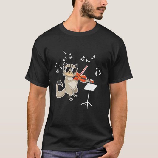 T-shirt Chat Jouer Violon T - Chat Violon (Devant)