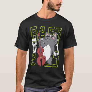 T-shirt Chat Joueur de Contrebasse Musicien de Jazz Contre