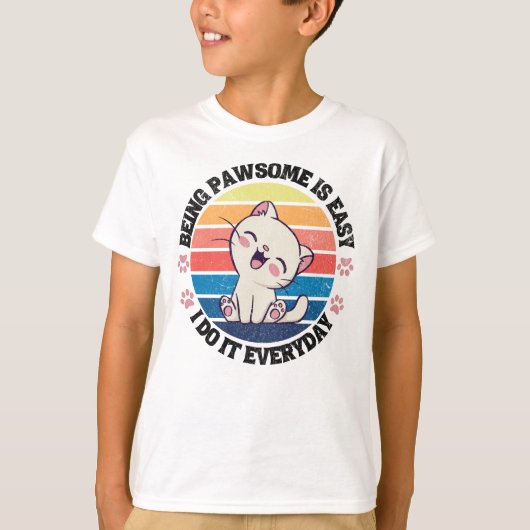 T-shirt Chat Kawaii blanc mou (Devant)