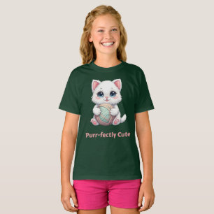 T-shirt Chat Kawaii Mignon à Croquer Avec de la Laine