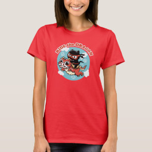 T-shirt Chat Kawaii Ninja Ride Le Dragon