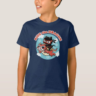 T-shirt Chat Kawaii Ninja   Ride Le Dragon