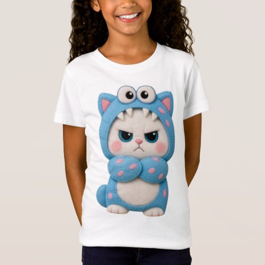 T-Shirt Chat Kawaii Patchwork (Devant)