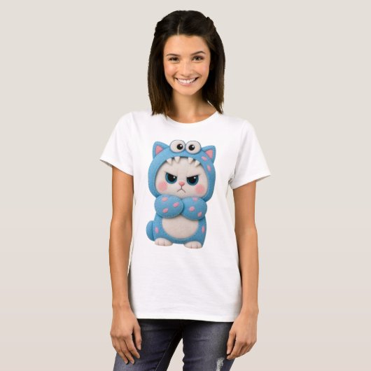T-shirt Chat Kawaii Patchwork (Devant entier)