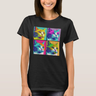 T-shirt Chat Khao Manee Illustration Pop Animal Coloré