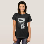 T-shirt Chat Khao Manee Selfie Drôle Abduction Alien Mème (Devant entier)