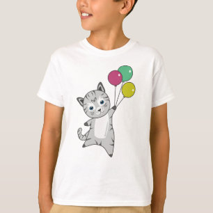T-shirt Chat Kitten Ballons Animaux doux Tricolor