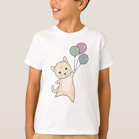 T-shirt Chat Kitten Ballons mignons Animaux Enfants (Devant)