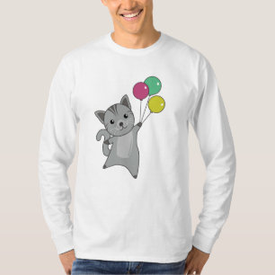 T-shirt Chat Kitten Ballons mignons Animaux Gris Chats