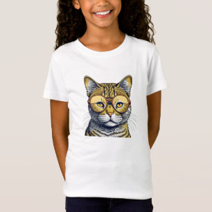 T-Shirt Chat Kitty Cool avec des Lunettes