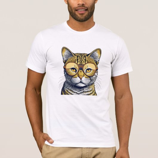T-shirt Chat Kitty Cool avec des Lunettes (Devant)